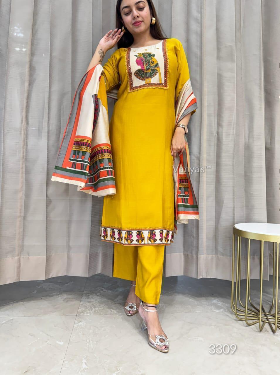 Maverick Fusion Egyptian Traditional Print Silk Three-Piece Suit